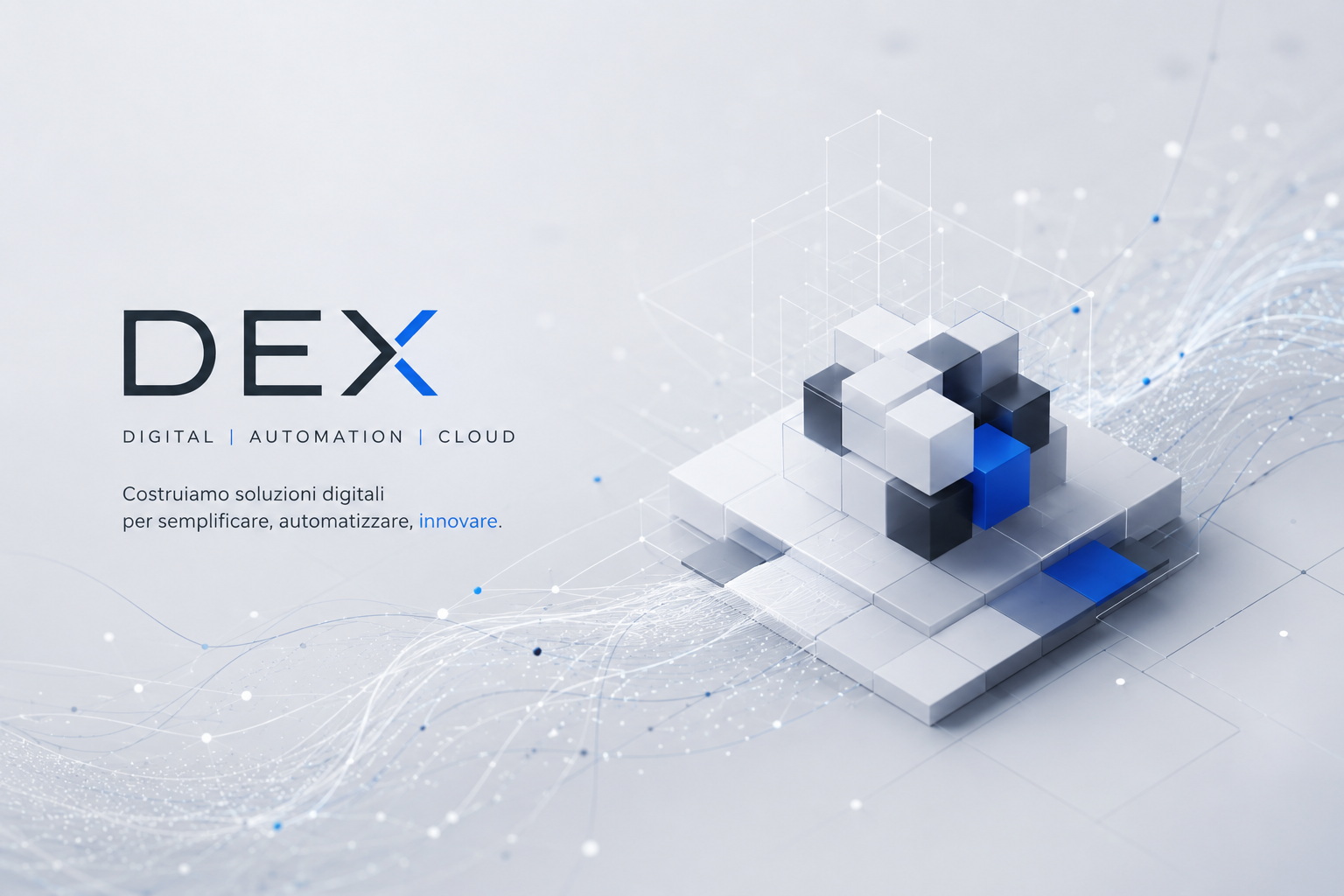 Visual temporaneo DEX dedicato a soluzioni digitali, automazione e cloud.